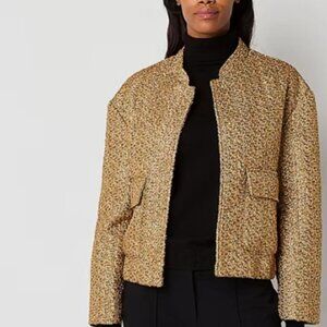 NWT LIZ CLAIBORNE Gold Metallic Blazer Jacket with Snaps Large